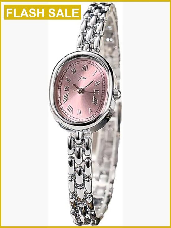 Buy PASOY Women Elegant Oval Quartz Analog Wristwatch with Metal Link Band - Slim Roman Numeral